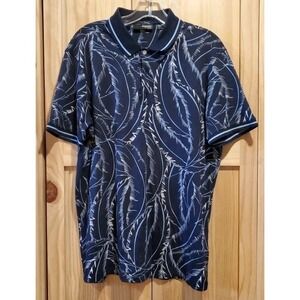 MURANO Liquid Luxury Slim Fit Polo Shirt Men's LARGE‎ Blue Short Sleeve Cotton